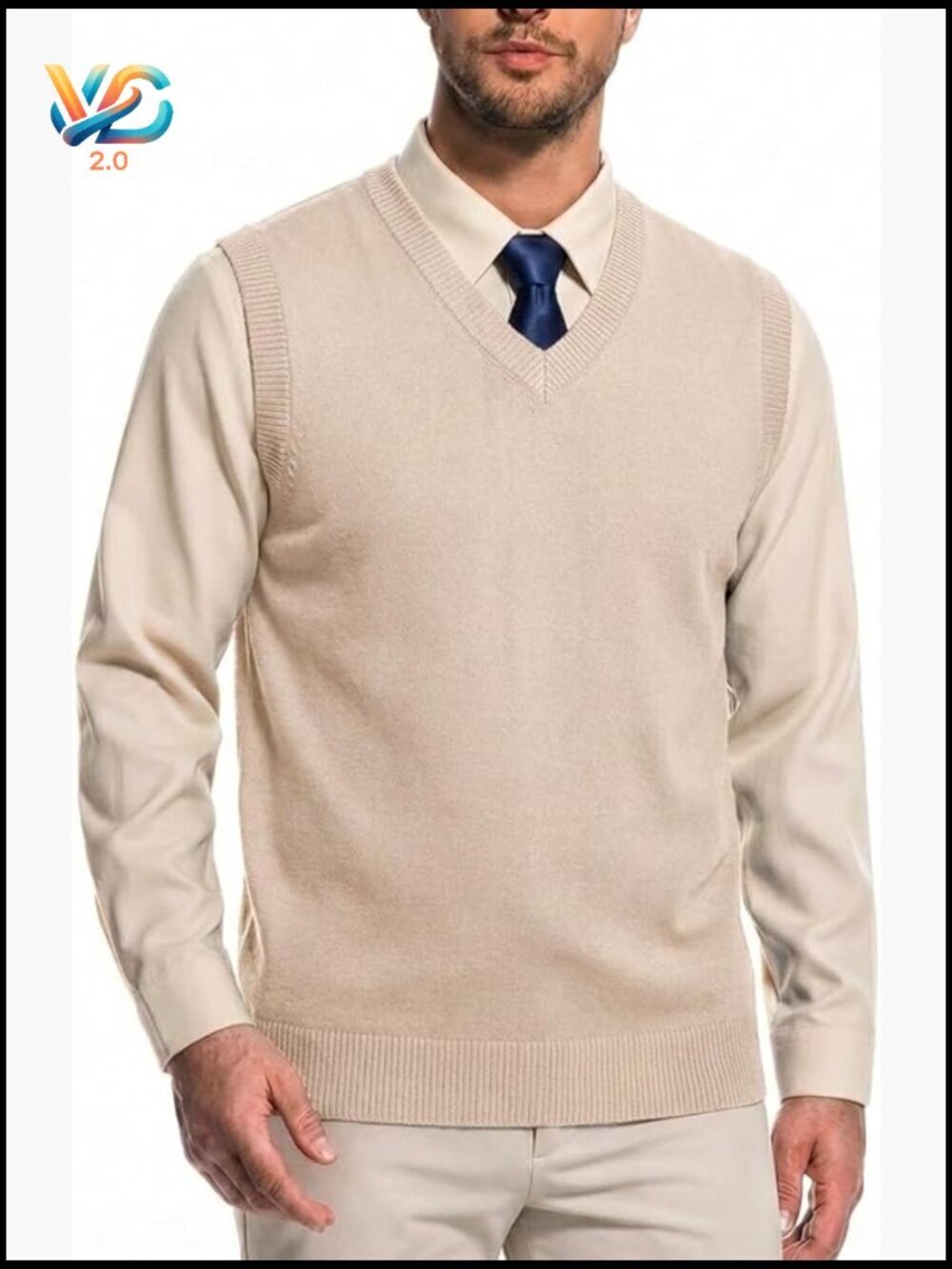 Men's V-Neck Sleeveless Sweater Vest, Cotton Blend, Regular Fit